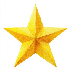 Obraz premium Golden Yellow Five Pointed Star on White Background