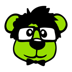 Bear Nerd Geek Smart Intelligent Horn-Rimmed Glasses