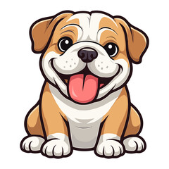 Cartoon dog happily sits with tongue showing