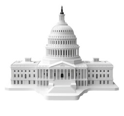 Architectural illustration of the united states capitol building in a minimalist monochromatic style transparent