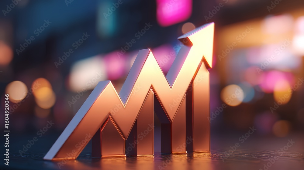 Poster stylish graph showing growth and progress in a modern business environment.