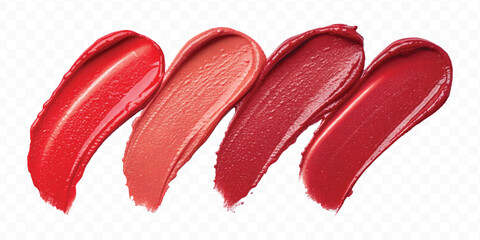 realistic 3d smooth glossy lipstick or paint swatch smear smudge in different color style isolated on white background	