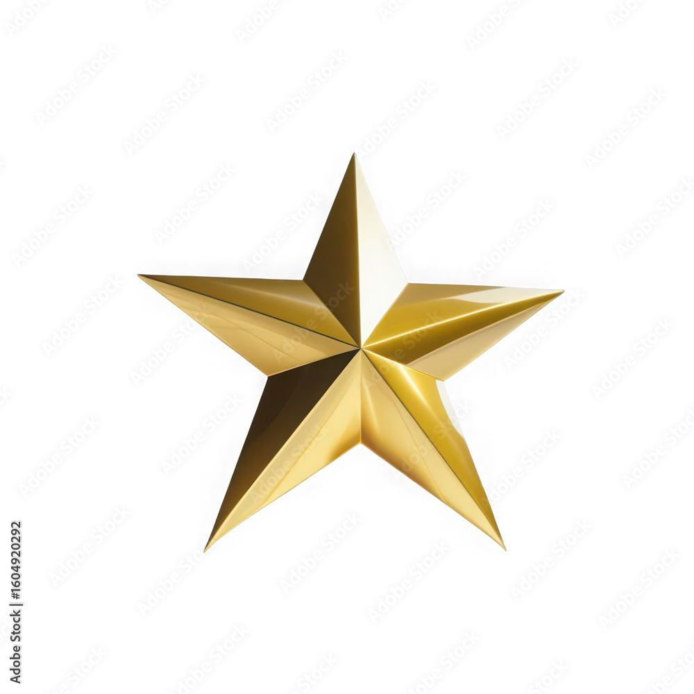 Poster a gleaming golden five pointed star with sharp edges and a metallic sheen isolated on a deep black b