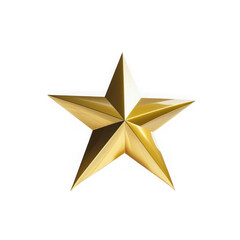 A gleaming golden five pointed star with sharp edges and a metallic sheen isolated on a deep black background symbolizing success and achievement