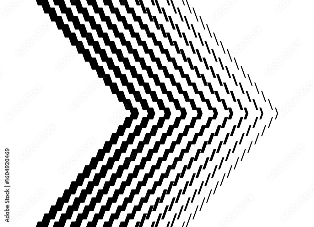 Aufkleber striped black arrow on a white background. vector pattern of broken lines. technological vector back