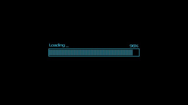 Colorful loading bar downloading bar loading screen pixelated progress animation Loading Transfer on black background.