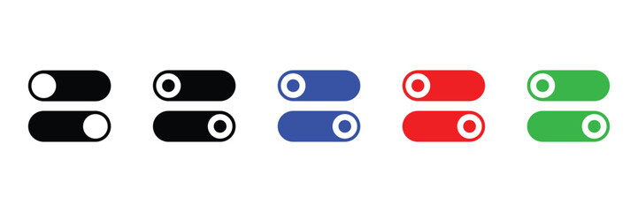 Obraz premium Switch toggle button user interface icon set minimal style on off symbol UI UX web design control flat element vector.