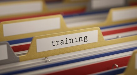 Organized training materials represented by a vibrant file folder system