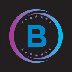 Star Logo combine with letter B vector template