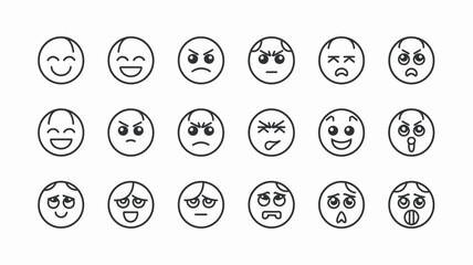 Emotional Spectrum: A collection of minimalist line drawings, each a unique expression of a human emotion, perfect for illustrating feelings and moods.