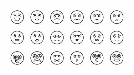 Emotions Icons: A collection of emotion icons in line art, capturing a diverse range of expressions