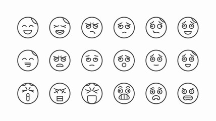 Emotional Spectrum: A grid of minimalistic emoji faces, each one depicting a unique emotional state, offering a visual guide to feelings