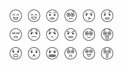 Emoticons: A collection of simple emoticon displays different emotions, conveying a wide spectrum of feelings in a concise and universally recognizable format.