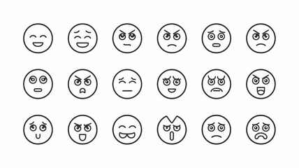 Expression Array: A collection of meticulously crafted expressions, each emoji narrates a story, from joy to indignation, rendering human experiences in a minimal format. 