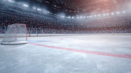 The empty hockey rink waiting for an exciting match to begin