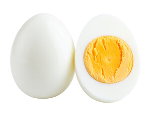  Two Whole Boiled Eggs Side by Side, Front Angle, Clean Shell, Isolated on Transparent Background