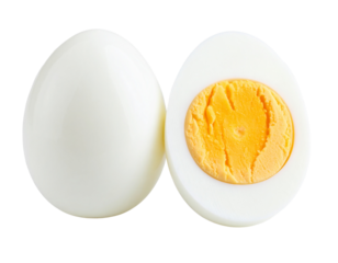  Two Whole Boiled Eggs Side by Side, Front Angle, Clean Shell, Isolated on Transparent Background