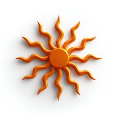 Orange Stylized Sun Graphic Design Element on White