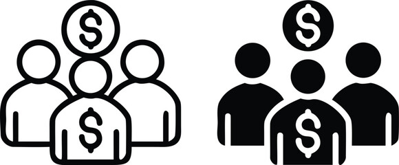 Team Dollar Icon for Financial Growth, Business Investment, and Money Management