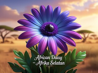 Purple African Daisy with Savanna Sunset. (1)