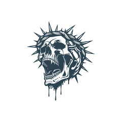 Illustration of Skull with a crown of thorns