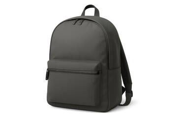 Gray backpack with zippered pockets isolated on transparent background, perfect for carrying school supplies or personal belongings
