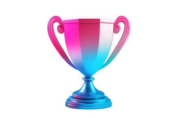 Modern geometric trophy with vibrant gradient lighting on a dark background symbolizing achievement and success