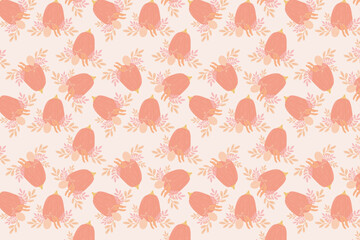 Pumpkin Floral Bouquets Pattern – swatch available in swatches panel – seamless pastel autumn arrangement with roots and leaves