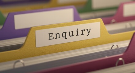 Selective focus on "Enquiry" tab within a vibrant filing system context
