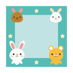 Obraz premium Cute Children Frame with Bunny and Teddy Bear Corners