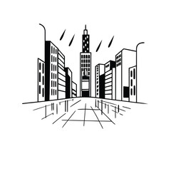 Obraz premium Modern Cityscape with Neon Lights at Night Adobe Illustrator Artwork
