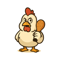 Dynamic Rooster Mascot Character Illustration for Fast Food Branding and Sports Identity