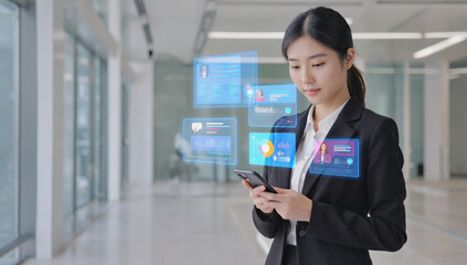 businesswoman using digital tablet