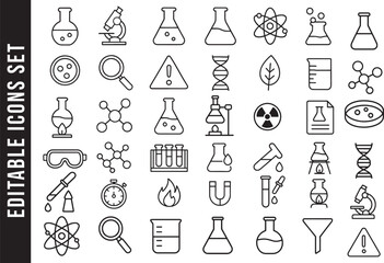 An Editable Set of Black and White Line Art Icons for Science and Laboratory Research