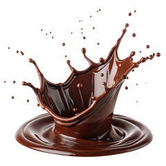 Dynamic chocolate splash crown formation isolated on transparent background