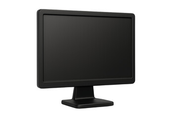 Fototapeta premium Black desktop monitor screen computer display for digital device ui ux technology 3d render cartoon design isolated on transparent background
