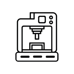 Modern 3D Printer Outline Vector Icon | Digital Fabrication Additive Manufacturing Illustration 