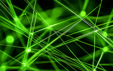 Green glowing abstract network lines digital technology connection background