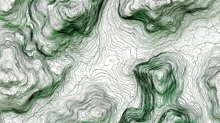 Forest green topographic map contours with abstracted elevation outlines, minimalist earth tones for geography education or design elements.