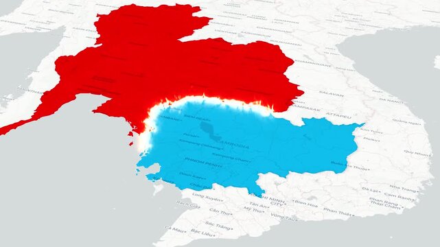  Thailand&ndash;Cambodia Border Line Map Animation &ndash; Southeast Asia Overview.