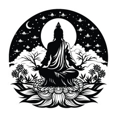 
Spiritual Guru Silhouette Clipart Design
