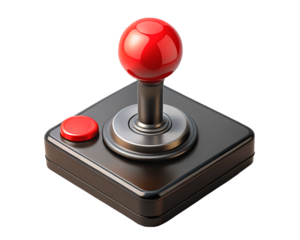 Retro gaming joystick controller red button isolated on a transparent background video