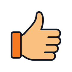 Cartoon Thumb Up Gesture Icon Outline Style