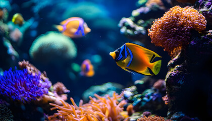 Obraz premium Vibrant Aquarium with Colorful Fish and Coral