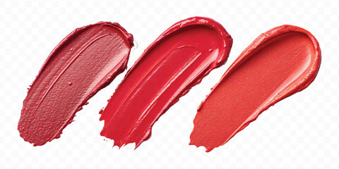 realistic 3d smooth glossy lipstick or paint swatch smear smudge in different color style isolated on white background	