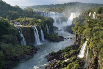 Naklejka premium Majestic Iguazu Falls Scenery View.