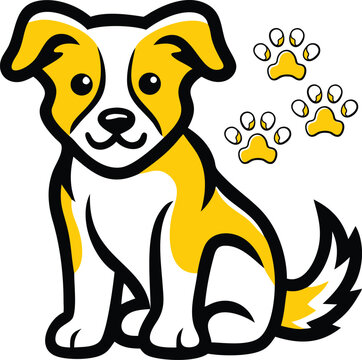 Cute German Shepherd Dog Silhouette with Paws	
