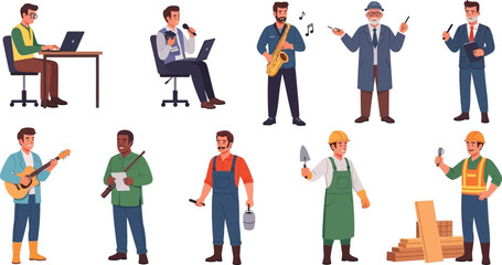 Obraz premium Diverse professions and hobbies vector illustration