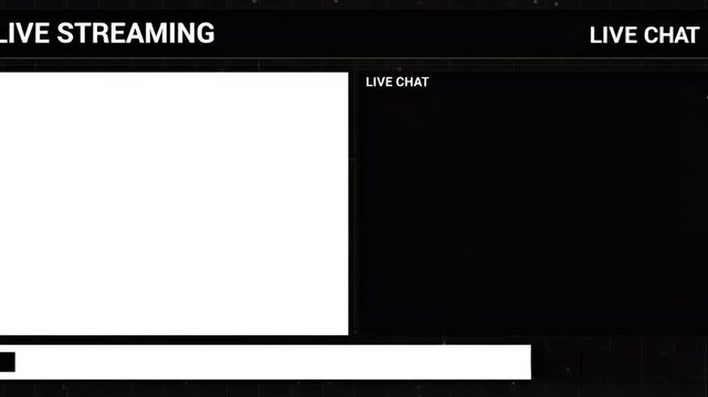 Live Streaming Interface with Chat Box Blank Screen Placeholder for Online Broadcasts and Gaming