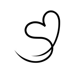one continuous heart line. floating heart doodle. Heart doodle, flourish vector line art illustration, cartoon heart decorative clip art.